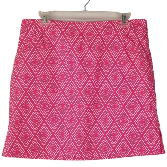 Coral Bay Pants - Coral Bay Golf Skort Pink/White Geometric Print Size 10 Stretch